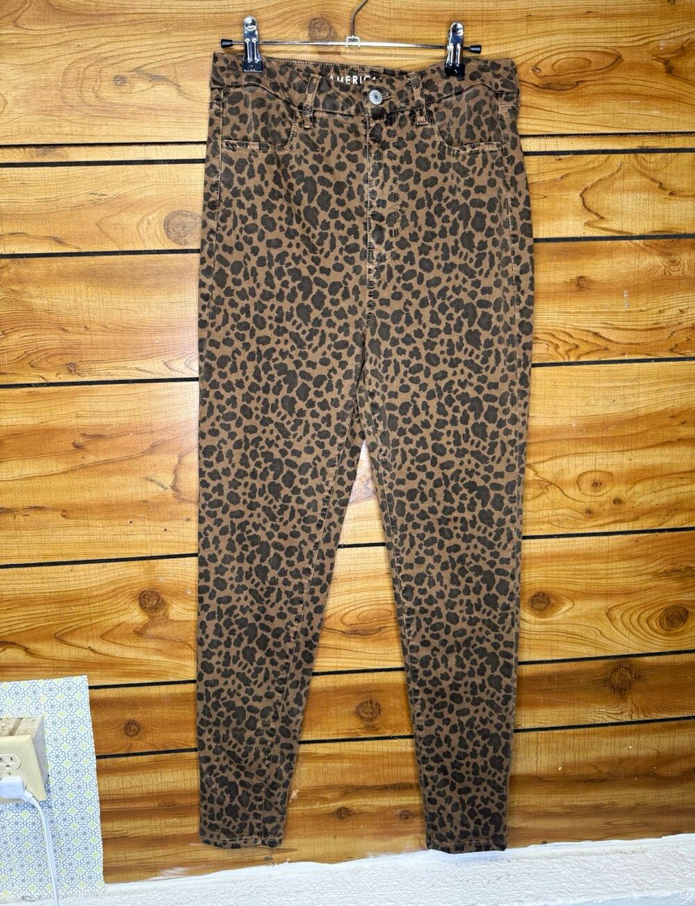 American Eagle Outfitters Super Hi-Rise Jegging Leopard Print Brown/Black Sz 8